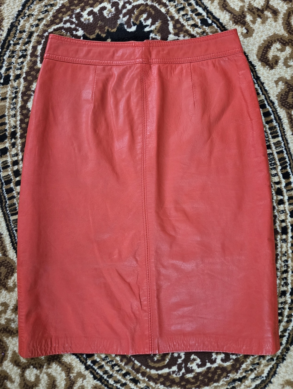 The Leather Ranch Vintage Red Leather Pencil Skirt 80s 1980 Retro Office Siren